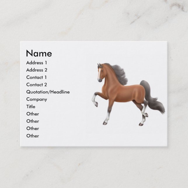 Carte de visite de cheval de Gaited de baie (Devant)