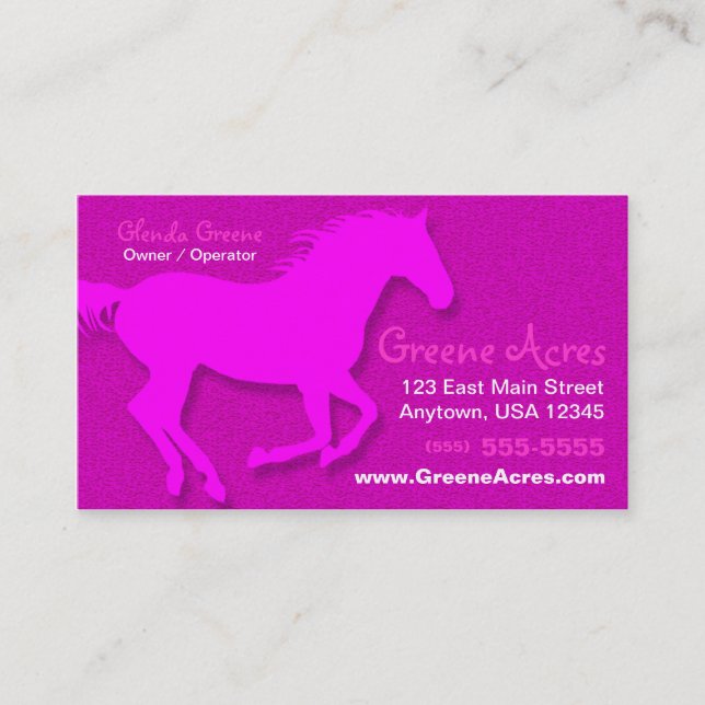 Carte de visite de cheval - rose (Devant)