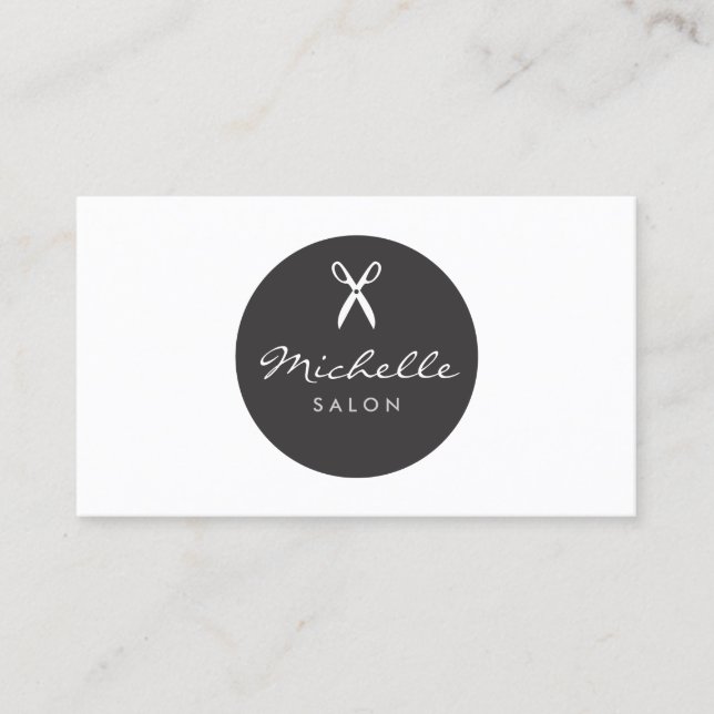 CARTE DE VISITE DE CHEVEUX LUXE SALON SCISSORS B&W (Devant)