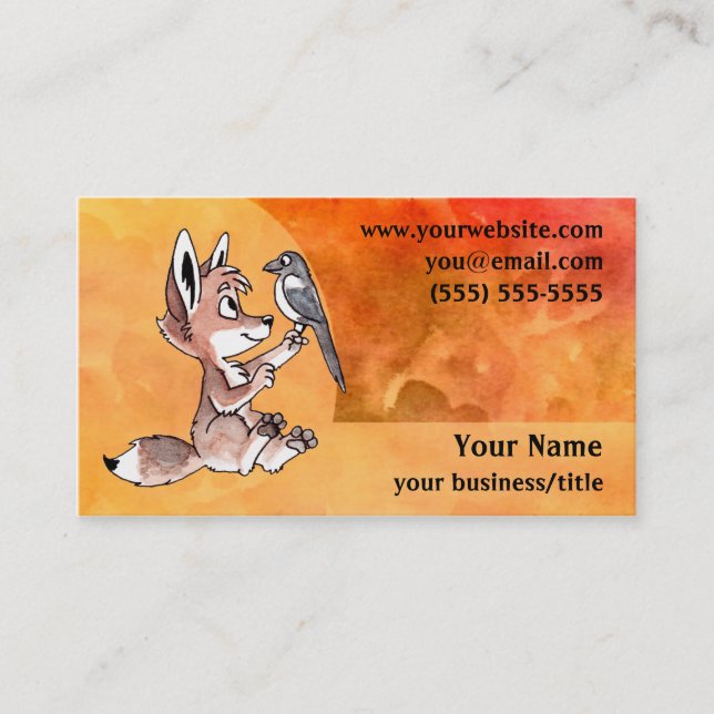 Carte de visite de chiot de coyote - ardemment (Devant)