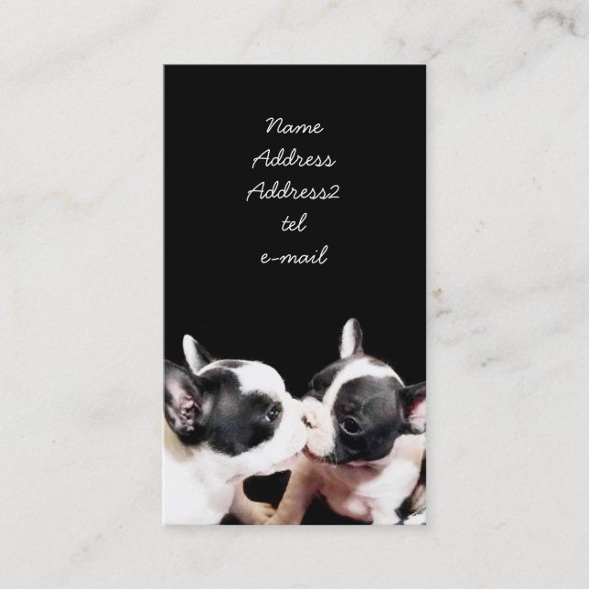 Carte de visite de chiots de bouledogue français (Devant)