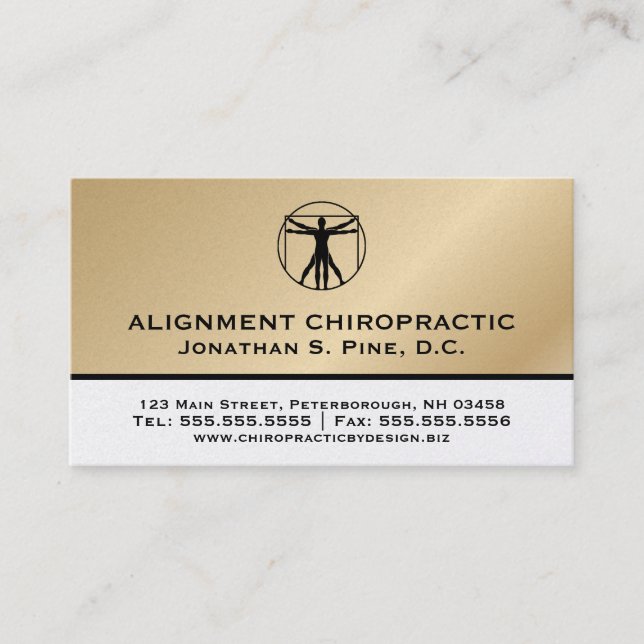 Carte de visite de chiropratique à apparence métal (Devant)