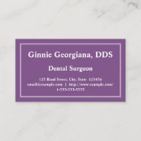 Carte de visite de chirurgien dentaire minimal et