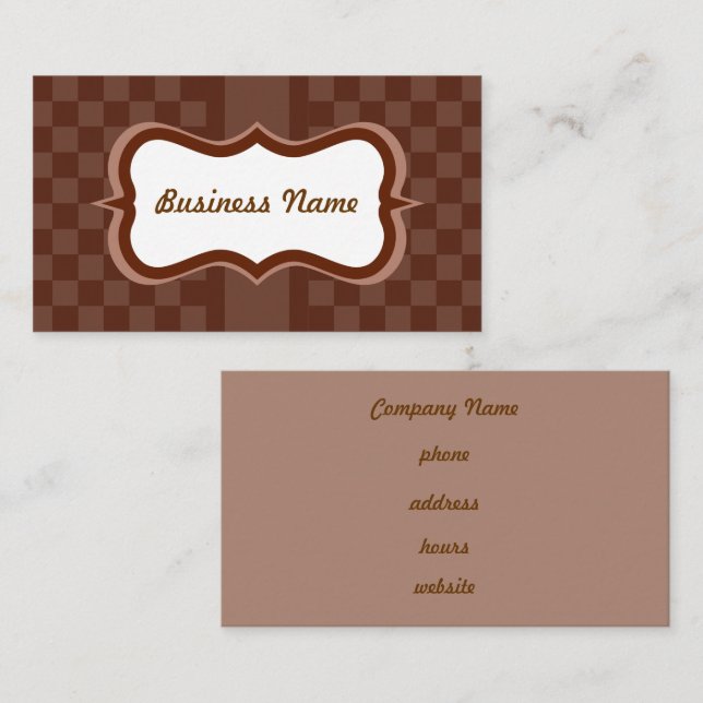 Carte de visite de chocolat personnalisé (Devant / Derrière)