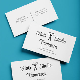 Carte de visite de ciseaux de salon de cheveux sim