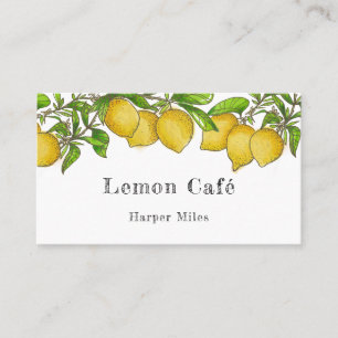 carte de visite de citrons d'aquarelle bio rustiqu