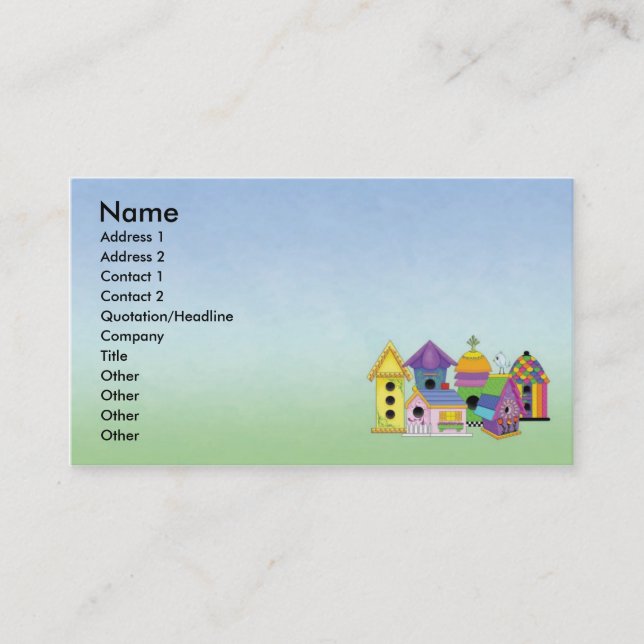 Carte de visite de cluster Birdhouse avec Arrière  (Devant)