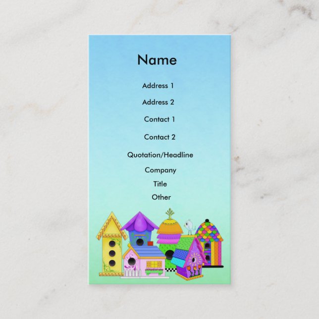 Carte de visite de cluster Birdhouse avec Arrière  (Devant)