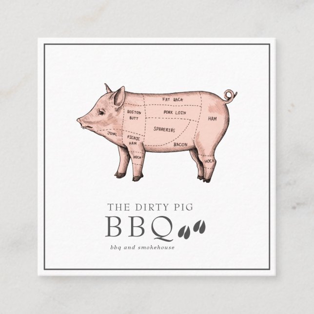 Carte de visite de cochon de bouchon vintage Sketc (Devant)