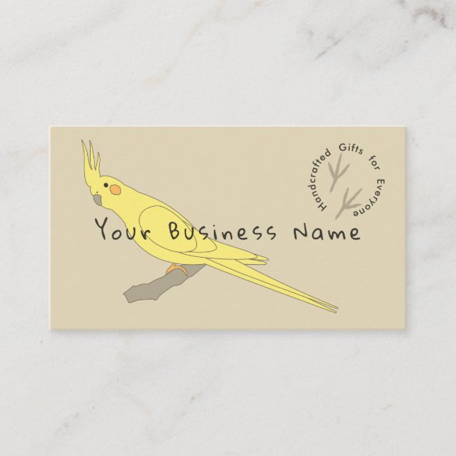 Carte de visite de Cockatiel d'oiseaux jaunes (Devant)