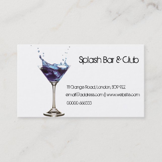 Carte de visite de cocktails Splashing (Devant)