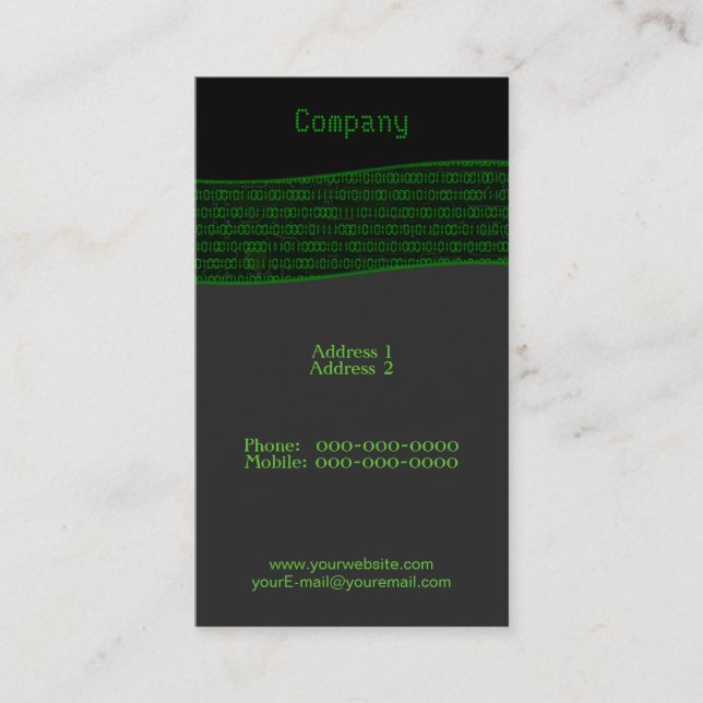 Carte de visite de code binaire (Devant)