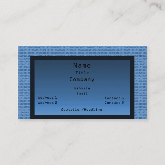 Carte de visite de code binaire, bleu (Devant)