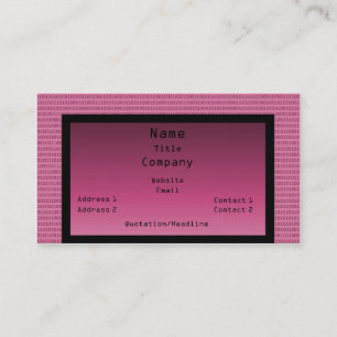 Carte de visite de code binaire, rose