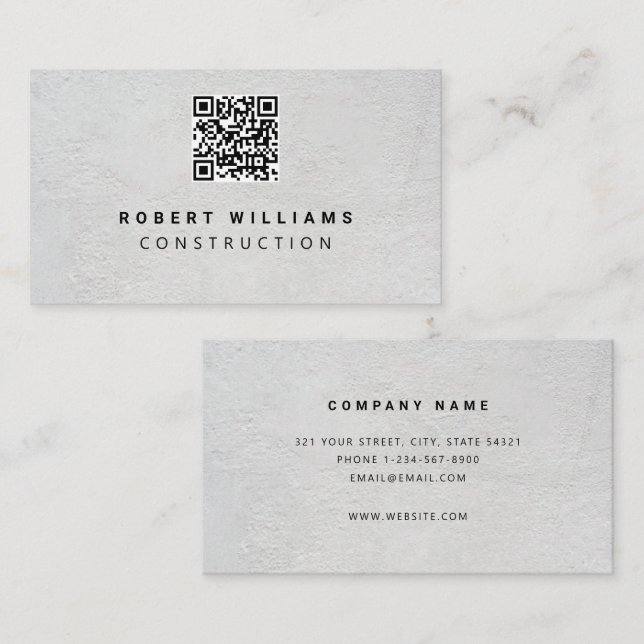 Carte de visite de code QR de construction profess (Devant / Derrière)