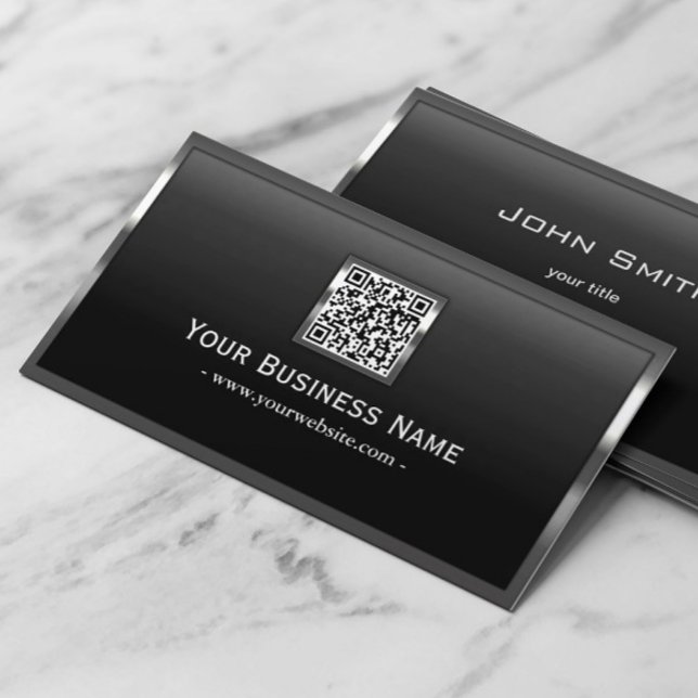 Carte de visite de code QR de frontière métallique (Créateur téléchargé)