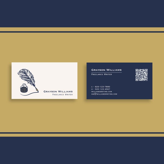 Carte de visite de code QR de Quill Freelance Writ (Créateur téléchargé)