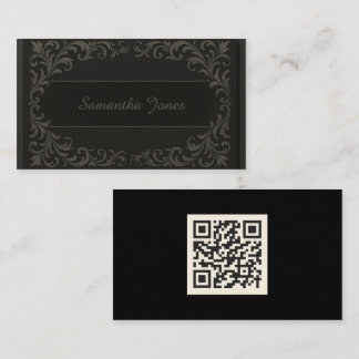 Carte de visite de code QR élégant noir