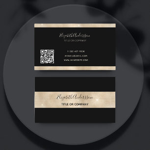 Carte de visite de code qr en or noir