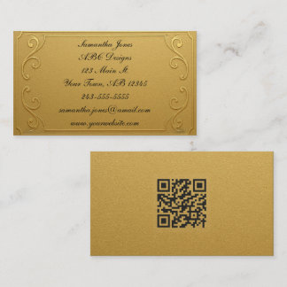 Carte de visite de code QR Gold Plaque