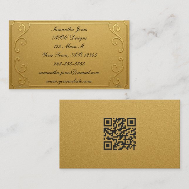 Carte de visite de code QR Gold Plaque (Devant / Derrière)