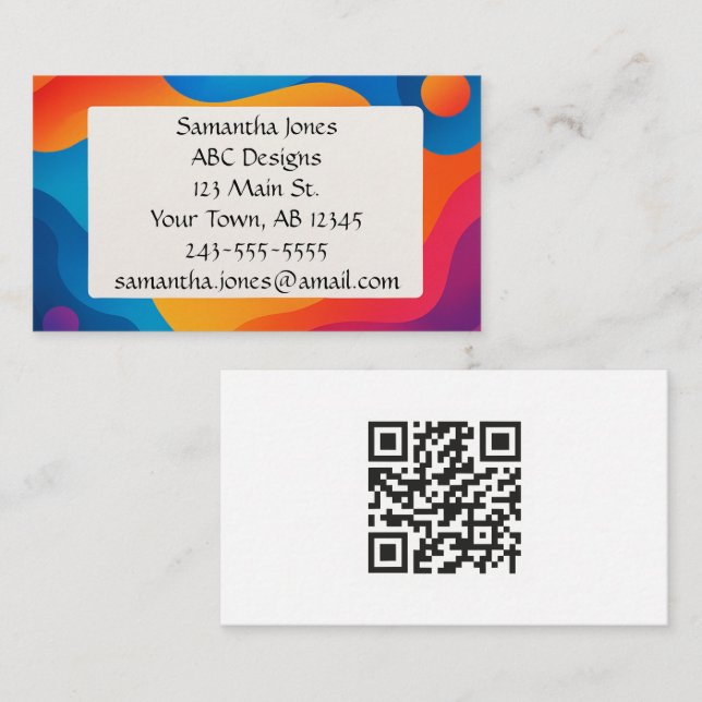 Carte de visite de code QR gras, artistique et cap (Devant / Derrière)