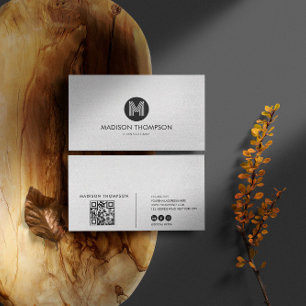 Carte de visite de code Qr gris professionnel mode