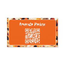 Carte de visite de code QR poster de animal orange