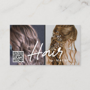Carte de visite de code QR pour cheveux élégant