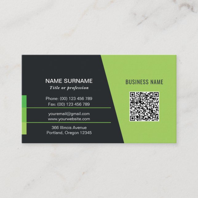 Carte de visite de code QR pour professionnels (Devant)