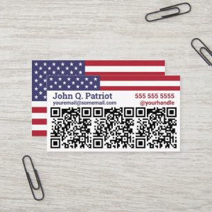 Carte de visite de code QR triple drapeau américai