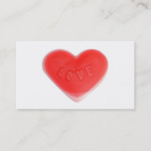 Carte de visite de coeur doux retour rouge