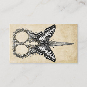 Carte de visite de coiffeur Ciseaux Papillon Vinta