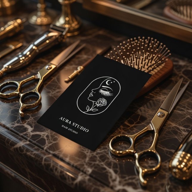 Carte de visite de coiffeur de luxe avec code QR  (Créateur téléchargé)