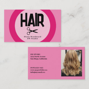 Carte de visite de coiffeur rose photo