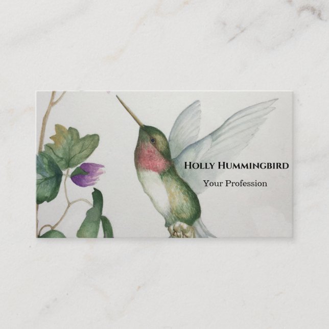 Carte de visite de colibri à gorge rubis (Devant)