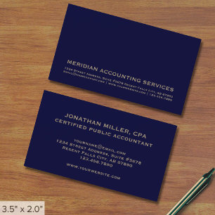 Carte de visite de comptabilité bleu minimaliste d