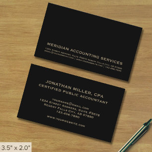 Carte de visite de comptabilité typographique simp
