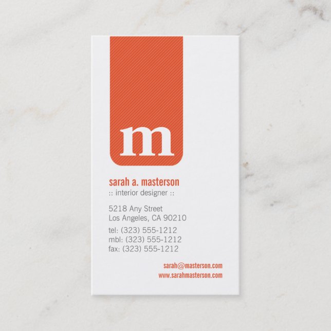 Carte de visite de concepteur de monogrammes simpl (Devant)