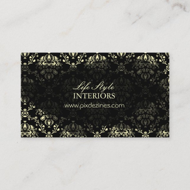 Carte de visite de concepteur d'intérieur, Damask (Devant)
