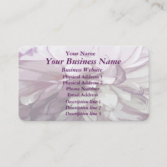 Carte de visite de conception Dahlia violet (Devant)