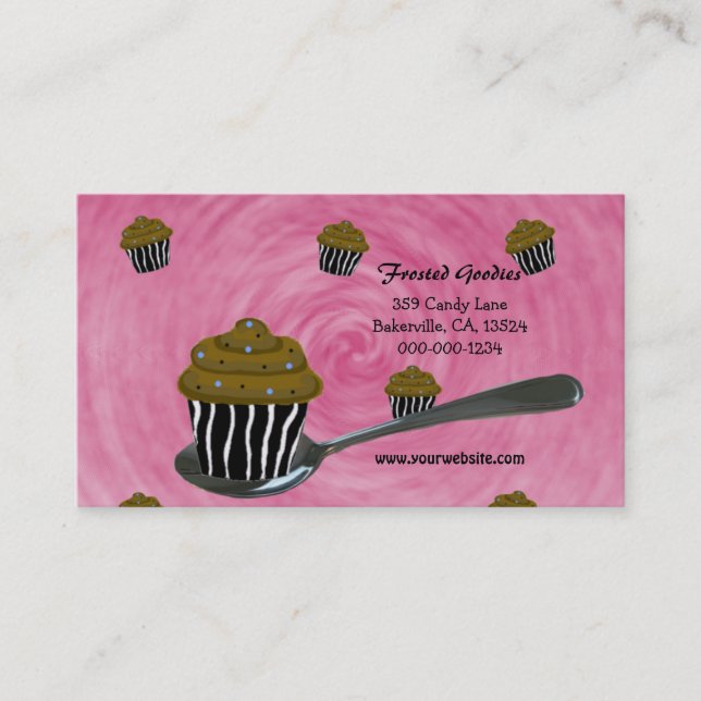 Carte de visite de conception de gâteau sur une cu (Devant)