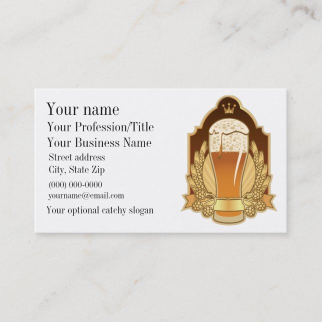Carte de visite de conception de la bière (Devant)