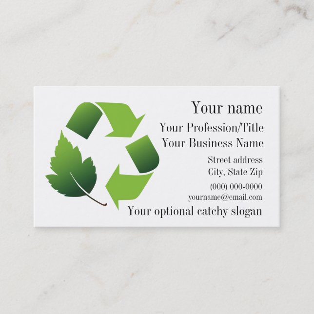Carte de visite de conception de recyclage de l'en (Devant)