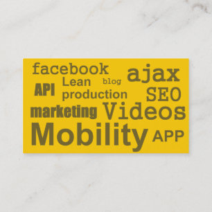 Carte de visite de conception Web Jaune de nuage d