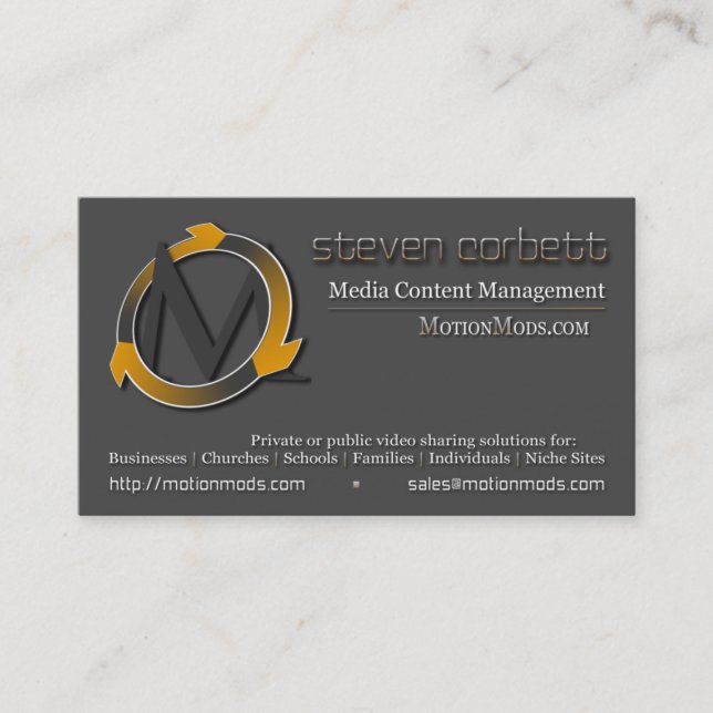 Carte de visite de conception web - MotionMods.com (Devant)