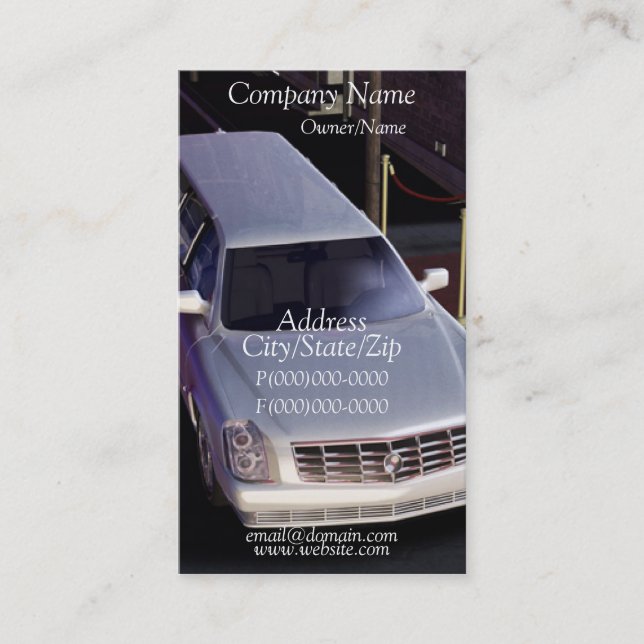 Carte de visite de conducteur de limousine de (Devant)