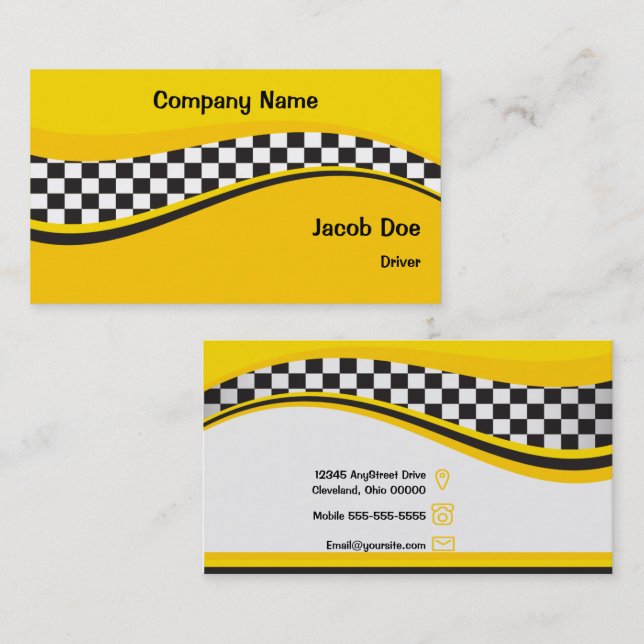 Carte de visite de conducteur de taxi (Devant / Derrière)