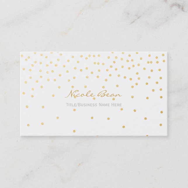 Carte de visite de confetti à huile d'or blanc (Devant)