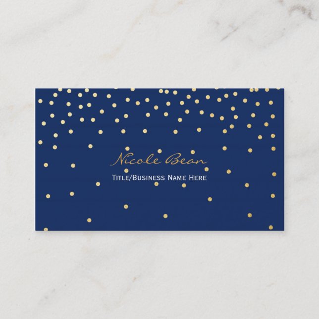 Carte de visite de confetti à petite huile d'or bl (Devant)